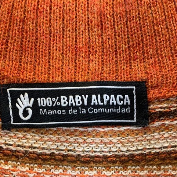 100% baby Alpaca orange Henley zip long sleeved orange fall sweater - Picture 4 of 9